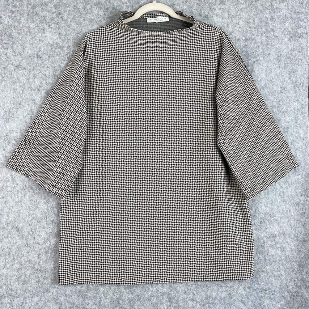 Bryn Walker Adria Tunic Top Womens Large Houndstooth Knit Mock Neck Minimal
